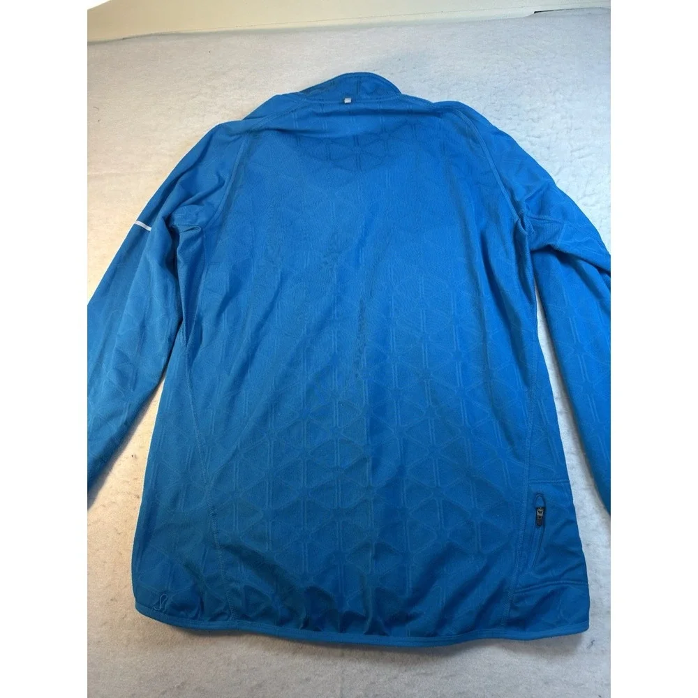 NIKE Running Pullover Men's L Blue  1/4 Zip Jacquard Knit Dri-Fit Reflective Str